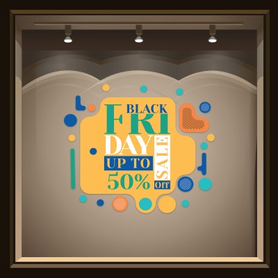 Houseart - ΣΗΜΑΝΤΙΚΟ: Σε περίπτωση διαφοράς τιμής από το κατάστημα ισχύει παντα και μόνο η τιμή του καταστήματος Funky Black Friday, Εκπτωτικά, Αυτοκόλλητα βιτρίνας, 50