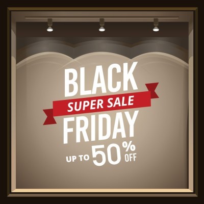 Black Super Sale Friday, Εκπτωτικά, Αυτοκόλλητα βιτρίνας, 78 x 69 εκ. (55980)