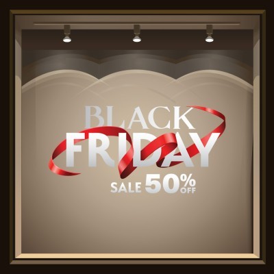Black Fiday Sale 50% Off, Εκπτωτικά, Αυτοκόλλητα βιτρίνας, 141 x 69 εκ. (55987)