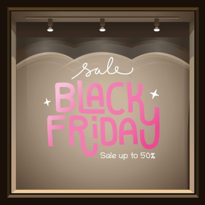 Pink Black Friday, Εκπτωτικά, Αυτοκόλλητα βιτρίνας, 56 