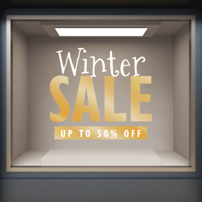 Winter Sale Gold, Εκπτωτικά, Αυτοκόλλητα βιτρίνας, 80 x 72 εκ. (51618)