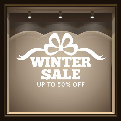 Winter Sale Bow, Εκπτωτικά, Αυτοκόλλητα βιτρίνας, 100 x 59 εκ. (51641)