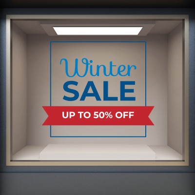 Winter Sale 50% blue-red, Εκπτωτικά, Αυτοκόλλητα βιτρίνας, 90 x 77 εκ. (51658)