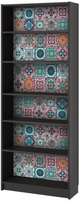 Πολύχρωμο ρετρό μοτίβο πλακάκια, Βιβλιοθήκη Billy Ikea, Αυτοκόλλητα έπιπλων, 80 x 202 εκ. (40765)