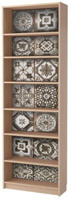 Ρετρό μοτίβο σε γκρι αποχρώσεις, Βιβλιοθήκη Billy Ikea, Αυτοκόλλητα έπιπλων, 80 x 202 εκ.