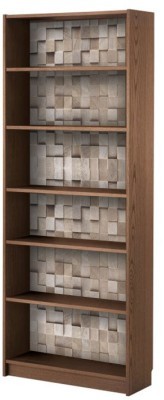 Μοτίβο με ξύλινους κύβους, Βιβλιοθήκη Billy Ikea, Αυτοκόλλητα έπιπλων, 80 x 202 εκ. (40776)