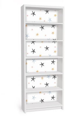 Αστερίες σε άσπρο φόντο, Βιβλιοθήκη Billy Ikea, Αυτοκόλλητα έπιπλων, 80 x 202 εκ. (40783)