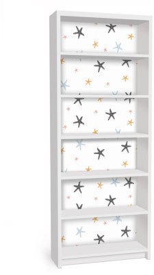 Houseart Αστερίες σε άσπρο φόντο, Βιβλιοθήκη Billy Ikea, Αυτοκόλλητα έπιπλων, 80 x 202 εκ.