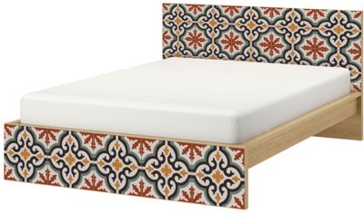 Houseart Vintage μοτίβο, Κρεβάτι Malm Ikea, Αυτοκόλλητα έπιπλων,