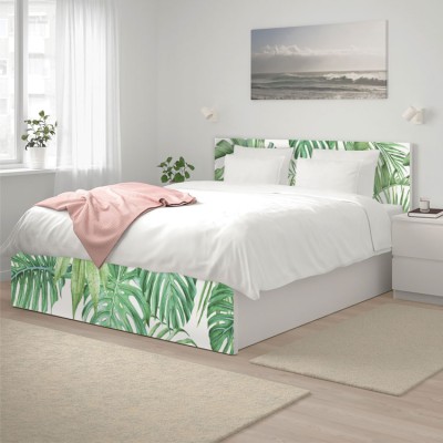 Houseart - ΣΗΜΑΝΤΙΚΟ: Σε περίπτωση διαφοράς τιμής από το κατάστημα ισχύει παντα και μόνο η τιμή του καταστήματος Μοτίβο με πράσινα φύλλα, Κρεβάτι Malm Ikea, Αυτοκόλλητα