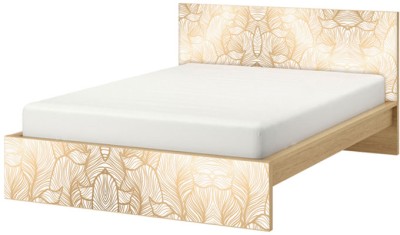 Houseart Χρυσό Μοτίβο με Λουλούδια, Κρεβάτι Malm Ikea, Αυτοκόλλητα έπιπλων,