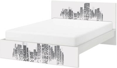 Μοτίβο ασπρόμαυρη πόλη, Κρεβάτι Malm Ikea, Αυτοκόλλητα έπιπλων, (40831)