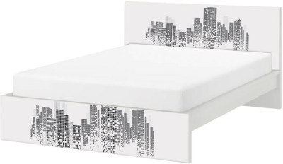 Houseart Μοτίβο ασπρόμαυρη πόλη, Κρεβάτι Malm Ikea, Αυτοκόλλητα έπιπλων,