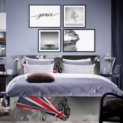 Αγγλική σημαία Κρεβάτι Malm Ikea Αυτοκόλλητα έπιπλων 1 ΤΜΧ 156×78 & 1 ΤΜΧ 156×38 cm (40838)