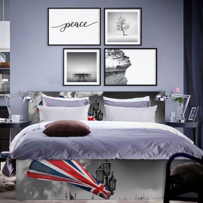 Houseart Αγγλική σημαία, Κρεβάτι Malm Ikea, Αυτοκόλλητα έπιπλων,