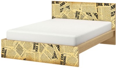 Παλιές εφημερίδες Κρεβάτι Malm Ikea Αυτοκόλλητα έπιπλων 1 ΤΜΧ 156×78 & 1 ΤΜΧ 156×38 cm (40844)