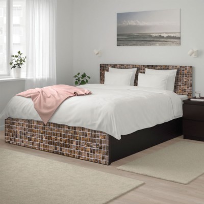 Καφέ πέτρα Κρεβάτι Malm Ikea Αυτοκόλλητα έπιπλων 1 ΤΜΧ 156×78 & 1 ΤΜΧ 156×38 cm (40847)