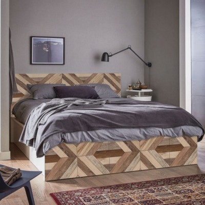 Ξύλινο πλακάκι Κρεβάτι Malm Ikea Αυτοκόλλητα έπιπλων 1 ΤΜΧ 156×78 & 1 ΤΜΧ 156×38 cm (40848)