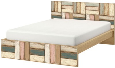 Μοτίβο με σανίδες, Κρεβάτι Malm Ikea, Αυτοκόλλητα έπιπλ