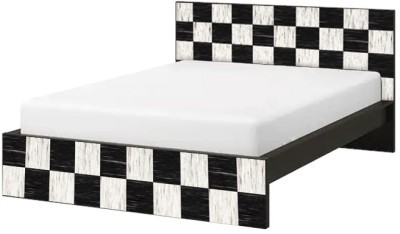 Καρό πλακάκια Κρεβάτι Malm Ikea Αυτοκόλλητα έπιπλων 1 ΤΜΧ 156×78 & 1 ΤΜΧ 156×38 cm (40851)
