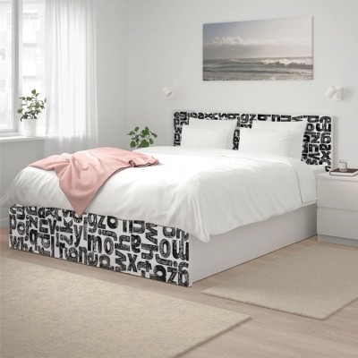 Houseart Μαυρόασπρα γράμματα, Κρεβάτι Malm Ikea, Αυτοκόλλητα έπιπλων,