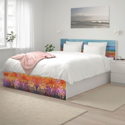 Πίνακας πολύχρωμο λιβάδι, Κρεβάτι Malm Ikea, Αυτοκόλλητα έπιπλων, (40856)