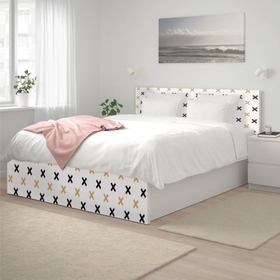 Μοτίβο με σταυρούς Κρεβάτι Malm Ikea Αυτοκόλλητα έπιπλων 1 ΤΜΧ 156×78 & 1 ΤΜΧ 156×38 cm (40862)