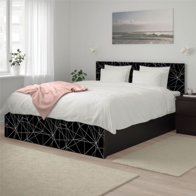 Μοντέρνο μοτίβο Κρεβάτι Malm Ikea Αυτοκόλλητα έπιπλων 1 ΤΜΧ 156×78 & 1 ΤΜΧ 156×38 cm (40865)