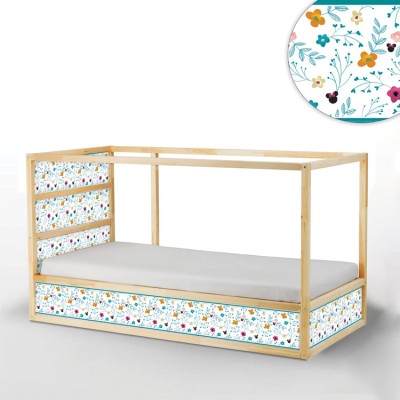 Houseart Πολύχρωμα λουλουδάκια, Κρεβάτι Kura Ikea, Αυτοκόλλητα έπιπλων,