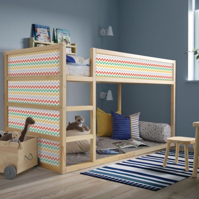 Houseart Πολύχρωμο ζιγκ ζαγκ μοτίβο, Κρεβάτι Kura Ikea, Αυτοκόλλητα έπιπλων,