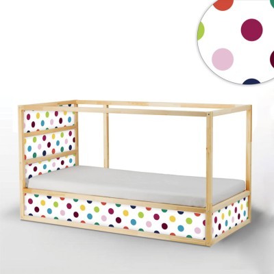 Πολύχρωμο πουά Κρεβάτι Kura Ikea Αυτοκόλλητα έπιπλων 5TMX 90×23,5 cm + 1TMX 160×23,5 cm + 1TMX 200×23,5 cm (40745)