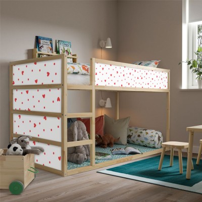 Houseart Πολύχρωμες καρδούλες, Κρεβάτι Kura Ikea, Αυτοκόλλητα έπιπλων,