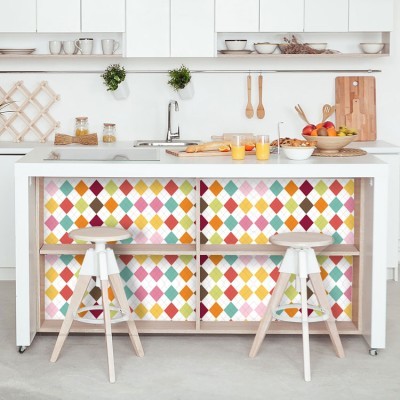 Houseart Πολύχρωμοι ρόμβοι, Μοτίβα, Αυτοκόλλητα έπιπλων, 50 x 50 εκ.