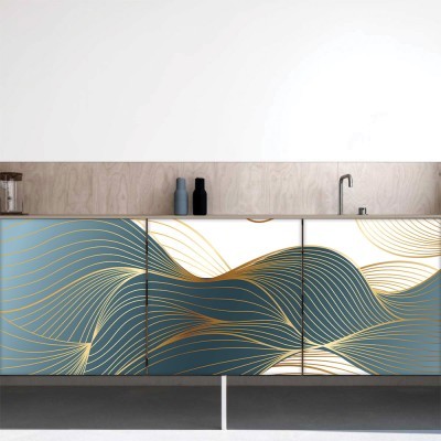 Διακόσμηση παιδικού δωματίου House Art - ΣΗΜΑΝΤΙΚΟ: Σε περίπτωση διαφοράς τιμής από το κατάστημα ισχύει παντα και μόνο η τιμή του καταστήματος Κύμα με χρυσές γραμμές, Μοτίβα, Αυτοκόλλητα έπιπλων, 50