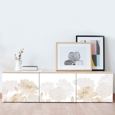 Σκιές λουλουδιών με χρυσό, Μοτίβα, Αυτοκόλλητα έπιπλων,