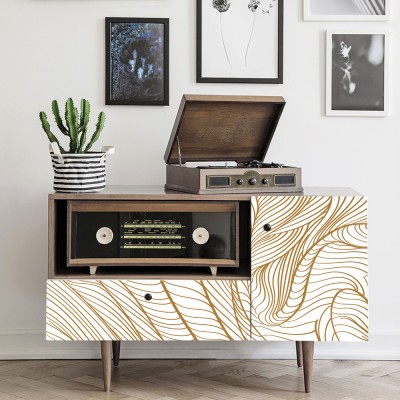 Houseart - ΣΗΜΑΝΤΙΚΟ: Σε περίπτωση διαφοράς τιμής από το κατάστημα ισχύει παντα και μόνο η τιμή του καταστήματος Gold waves, Μοτίβα, Αυτοκόλλητα έπιπλων, 50 x 50 εκ.