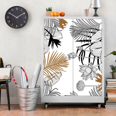 Διακόσμηση παιδικού δωματίου House Art - ΣΗΜΑΝΤΙΚΟ: Σε περίπτωση διαφοράς τιμής από το κατάστημα ισχύει παντα και μόνο η τιμή του καταστήματος Γκρίζα φύλλα και λουλούδια, Μοτίβα, Αυτοκόλλητα έπιπλων