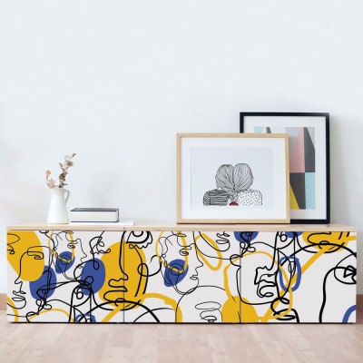 Διακόσμηση παιδικού δωματίου House Art - ΣΗΜΑΝΤΙΚΟ: Σε περίπτωση διαφοράς τιμής από το κατάστημα ισχύει παντα και μόνο η τιμή του καταστήματος Abstract graphique with blue & yellow, Μοτίβα, Αυτοκόλλ