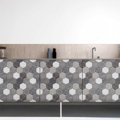 Εξάγωνα σε γκρι χρωματισμούς, Μοτίβα, Αυτοκόλλητα έπιπλ