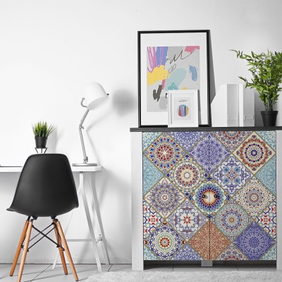 Πολύχρωμο μαροκινό μοτίβο, Μοτίβα, Αυτοκόλλητα έπιπλων, 50 x 50 εκ. (54201)