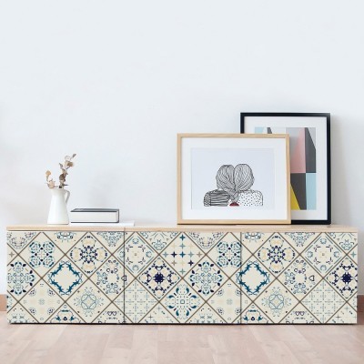 Houseart - ΣΗΜΑΝΤΙΚΟ: Σε περίπτωση διαφοράς τιμής από το κατάστημα ισχύει παντα και μόνο η τιμή του καταστήματος Μοτίβο με μπλε σχέδια, Μοτίβα, Αυτοκόλλητα έπιπλων, 50