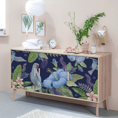 Μπλε παπαγάλος, Μοτίβα, Αυτοκόλλητα έπιπλων, 50 x 50 εκ