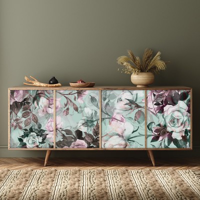 Houseart - ΣΗΜΑΝΤΙΚΟ: Σε περίπτωση διαφοράς τιμής από το κατάστημα ισχύει παντα και μόνο η τιμή του καταστήματος Ροζ και γαλάζια τριαντάφυλλα, Μοτίβα, Αυτοκόλλητα έπιπλ