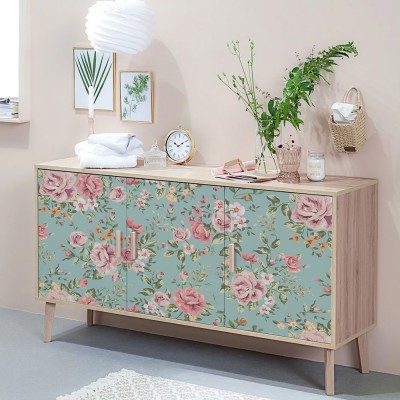 Houseart - ΣΗΜΑΝΤΙΚΟ: Σε περίπτωση διαφοράς τιμής από το κατάστημα ισχύει παντα και μόνο η τιμή του καταστήματος Ροζ άνθη, Μοτίβα, Αυτοκόλλητα έπιπλων, 50 x 50 εκ.