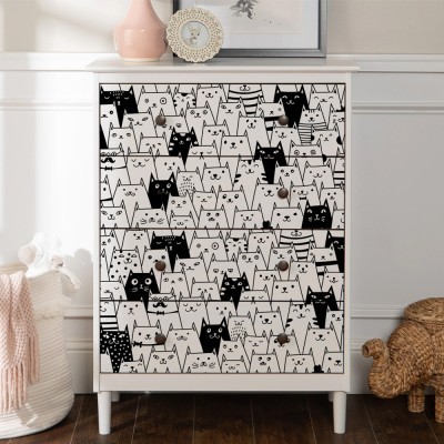 Ασπρόμαυρες γατούλες, Παιδικά, Αυτοκόλλητα έπιπλων, 50 