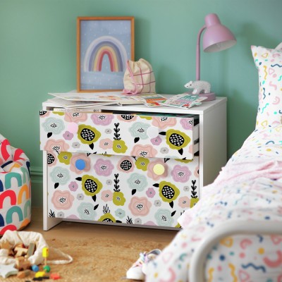 Πολύχρωμα λουλούδια, Παιδικά, Αυτοκόλλητα έπιπλων, 50 x