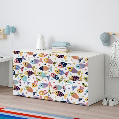 Houseart Πολύχρωμα ψάρια, Παιδικά, Αυτοκόλλητα έπιπλων, 50 x 50 εκ.