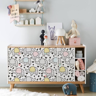 Houseart - ΣΗΜΑΝΤΙΚΟ: Σε περίπτωση διαφοράς τιμής από το κατάστημα ισχύει παντα και μόνο η τιμή του καταστήματος Πολύχρωμα ελεφαντάκια, Παιδικά, Αυτοκόλλητα έπιπλων, 50