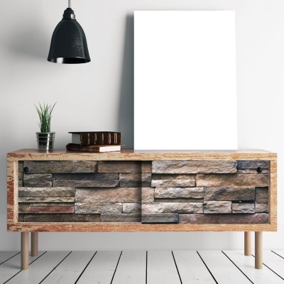 Houseart Τούβλα τζάκι, Όψη Πέτρας & Τούβλο, Αυτοκόλλητα έπιπλων, 50 x 50 εκ.