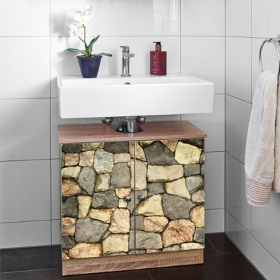 Houseart Ποταμίσια πέτρα, Όψη Πέτρας & Τούβλο, Αυτοκόλλητα έπιπλων, 50 x 50 εκ.